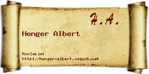 Henger Albert névjegykártya